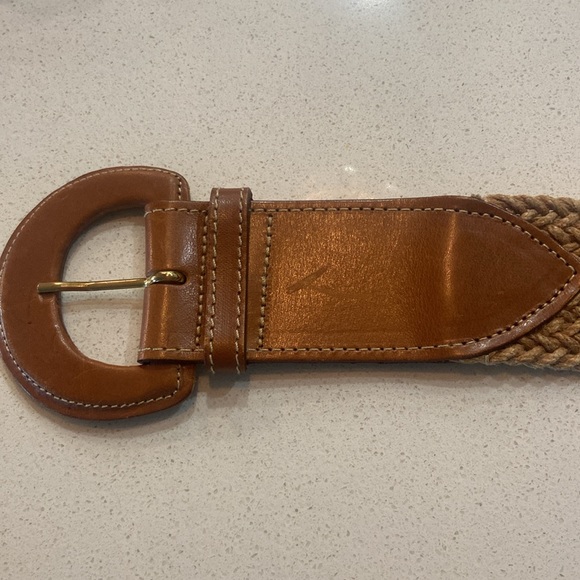 Banana Republic Jute Fabric & Leather Tip Belt Size 28 - Picture 2 of 13